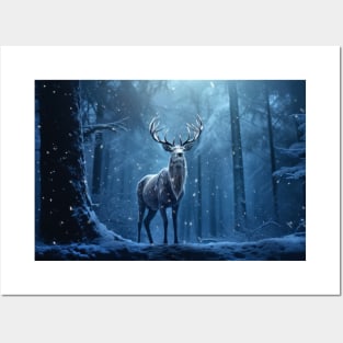 Stag Deer Animal Wildlife Wilderness Colorful Realistic Illustration Posters and Art